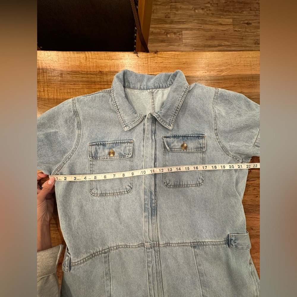 Euc Light Blue Denim Romper short sleeves - Picture 9 of 10
